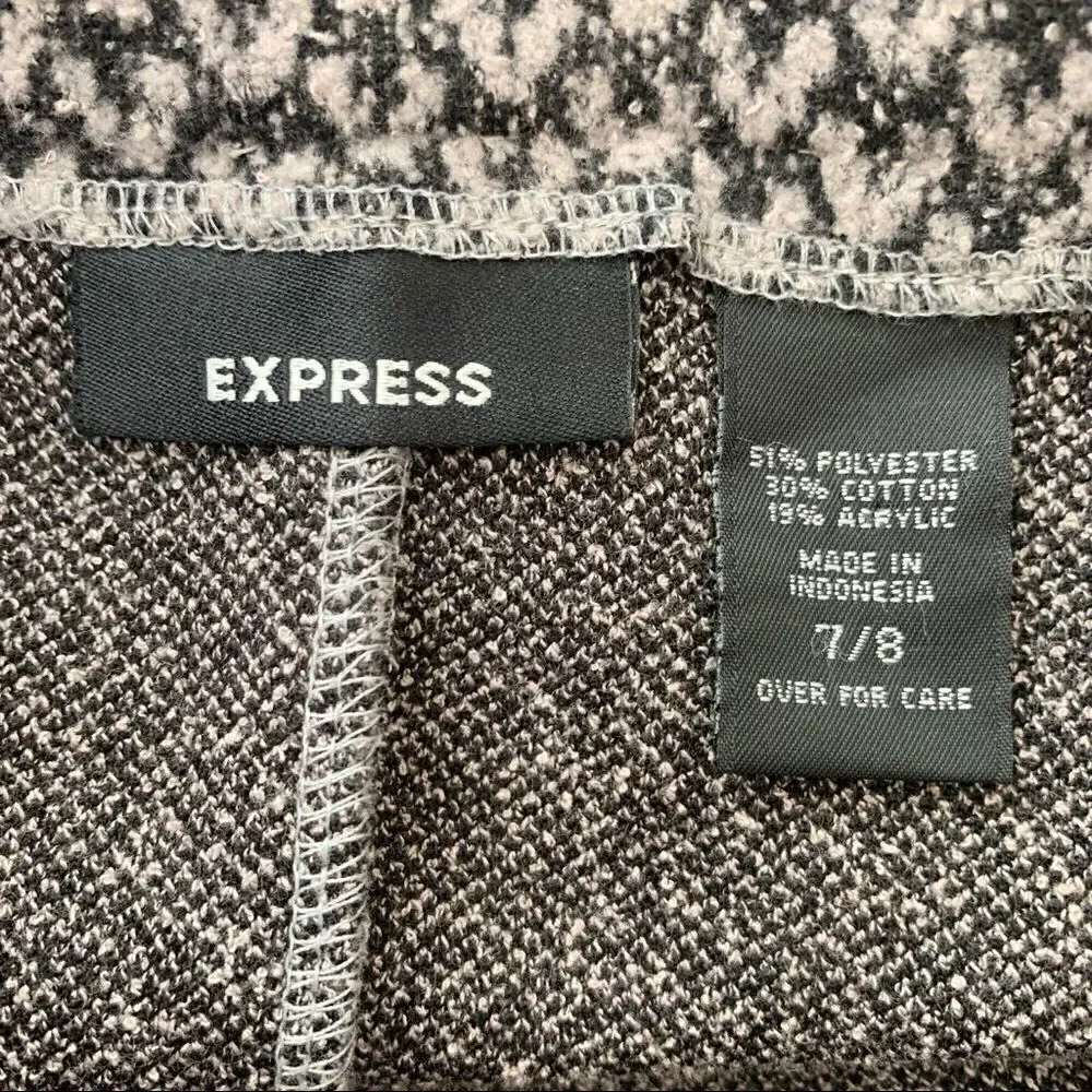 Express Size 7/8 Belted Black Gray Tweed Mini Skirt